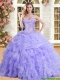 Latest Applique and Ruffled Quinceanera Dress in Lilac for Spring