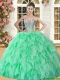 Lovely Spring Green Sweet 16 Dress with Beading and Ruffles