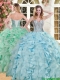 Luxurious Big Puffy Light Blue Quinceanera Dress with Beading and Ruffles