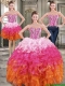 New Arrivals Rainbow Detachable Quinceanera Dresses with Beading and Ruffles