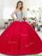 New Style Beaded Big Puffy Sweet 16 Dress in Red