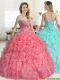 Perfect Beaded and Ruffled Quinceanera Dress in Coral Red