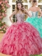 Perfect Big Puffy Coral Red Quinceanera Dress with Beading and Ruffles