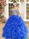 Popular Organza Royal Blue Quinceanera Gown with Beading and Ruffles