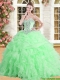 Pretty Applique and Ruffled Quinceanera Dress in Spring Green for Spring
