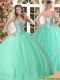 Wonderful Beaded Quinceanera Dress in Apple Green for Spring