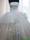 Strapless Light Blue Quinceanera Dress with Appliques and Handmade Flowers