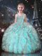 Hot Selling Floor Length Ball Gowns Sleeveless Aqua Blue Little Girl Pageant Gowns Lace Up