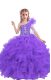 Wonderful Lilac Little Girl Pageant Dress Quinceanera and Wedding Party with Beading and Ruffles One Shoulder Sleeveless Lace Up