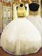 Ball Gowns Ball Gown Prom Dress Champagne Halter Top Tulle Sleeveless Floor Length Zipper