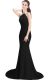 Dramatic Black Prom Gown Prom and Party with Beading Halter Top Sleeveless Brush Train Side Zipper