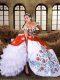 Embroidery and Ruffled Layers Quince Ball Gowns Multi-color Lace Up Sleeveless Floor Length