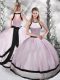 Pink Sleeveless Floor Length Ruching Zipper Quinceanera Dress