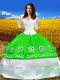 High End Green 3 4 Length Sleeve Taffeta Lace Up Sweet 16 Dress for Military Ball and Sweet 16 and Quinceanera
