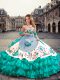 Luxury Sleeveless Embroidery and Ruffled Layers Lace Up Quinceanera Dresses