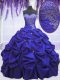 Customized Navy Blue Ball Gowns Beading and Pick Ups Vestidos de Quinceanera Lace Up Taffeta Sleeveless Floor Length