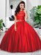 Lace and Ruching Quinceanera Gowns Wine Red Zipper Sleeveless Floor Length