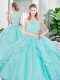 Sleeveless Zipper Floor Length Lace and Ruffled Layers Quinceanera Gowns