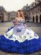 Popular Royal Blue Sleeveless Embroidery and Ruffled Layers Floor Length Ball Gown Prom Dress