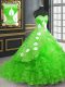 Green Sleeveless Embroidery Lace Up 15th Birthday Dress