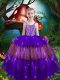 Unique Purple Organza Lace Up Pageant Gowns For Girls Sleeveless Floor Length Beading and Ruffled Layers
