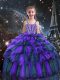 Eggplant Purple Sleeveless Beading and Ruffles Floor Length Little Girls Pageant Dress