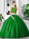 Lace and Ruching Quinceanera Dress Green Zipper Sleeveless Floor Length
