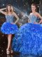 On Sale Royal Blue Quinceanera Dresses Military Ball and Sweet 16 and Quinceanera with Beading and Ruffles Sweetheart Sleeveless Lace Up