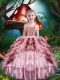 High Class Beading and Ruffles and Ruffled Layers Little Girl Pageant Dress Baby Pink Lace Up Sleeveless Floor Length
