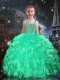 Fashionable Organza Sleeveless Floor Length Little Girl Pageant Gowns and Beading and Ruffles