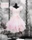 Gorgeous Short Sleeves Knee Length Beading and Appliques and Ruffles and Hand Made Flower Lace Up Prom Gown with Baby Pink