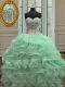 Great Apple Green Ball Gowns Sweetheart Sleeveless Organza Floor Length Lace Up Ruffles Sweet 16 Dresses