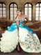 Floor Length Multi-color Sweet 16 Dress Off The Shoulder Sleeveless Lace Up