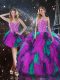 Multi-color Tulle Lace Up Sweetheart Sleeveless Floor Length 15th Birthday Dress Beading and Ruffles