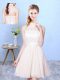 Most Popular Sleeveless Knee Length Lace Lace Up Dama Dress for Quinceanera with Champagne