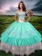 Pretty Off The Shoulder Sleeveless Taffeta Sweet 16 Quinceanera Dress Beading and Embroidery and Ruffled Layers Lace Up