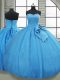 Customized Baby Blue Quinceanera Dress Military Ball and Sweet 16 and Quinceanera with Bowknot Sweetheart Sleeveless Lace Up
