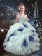 Straps Sleeveless Tulle Pageant Gowns For Girls Beading and Ruffled Layers Lace Up