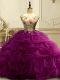 Latest Scoop Sleeveless Lace Up 15th Birthday Dress Fuchsia Organza
