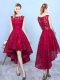 Super Burgundy Scoop Neckline Lace Damas Dress Sleeveless Zipper