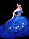 Royal Blue Sweet 16 Quinceanera Dress Sweetheart Sleeveless Brush Train Lace Up
