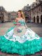 Extravagant Organza and Taffeta Sleeveless Floor Length Sweet 16 Quinceanera Dress and Embroidery and Ruffled Layers