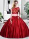 Best Selling Wine Red Quinceanera Gowns Military Ball and Sweet 16 and Quinceanera with Lace and Ruching Scoop Sleeveless Zipper