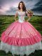 Floor Length Hot Pink 15 Quinceanera Dress Off The Shoulder Sleeveless Lace Up