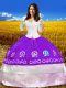 On Sale Ball Gowns Quinceanera Gowns Purple Off The Shoulder Taffeta 3 4 Length Sleeve Floor Length Lace Up