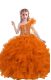 Nice Floor Length Orange Red Kids Pageant Dress One Shoulder Sleeveless Lace Up