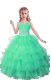 Fancy Sleeveless Zipper Floor Length Beading and Ruffled Layers Little Girl Pageant Dress