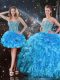 Organza Sleeveless Floor Length 15th Birthday Dress and Beading and Ruffles