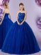Latest Royal Blue Sleeveless Beading and Appliques Floor Length Sweet 16 Dresses