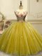 Tulle Sleeveless Floor Length Sweet 16 Quinceanera Dress and Appliques and Sequins